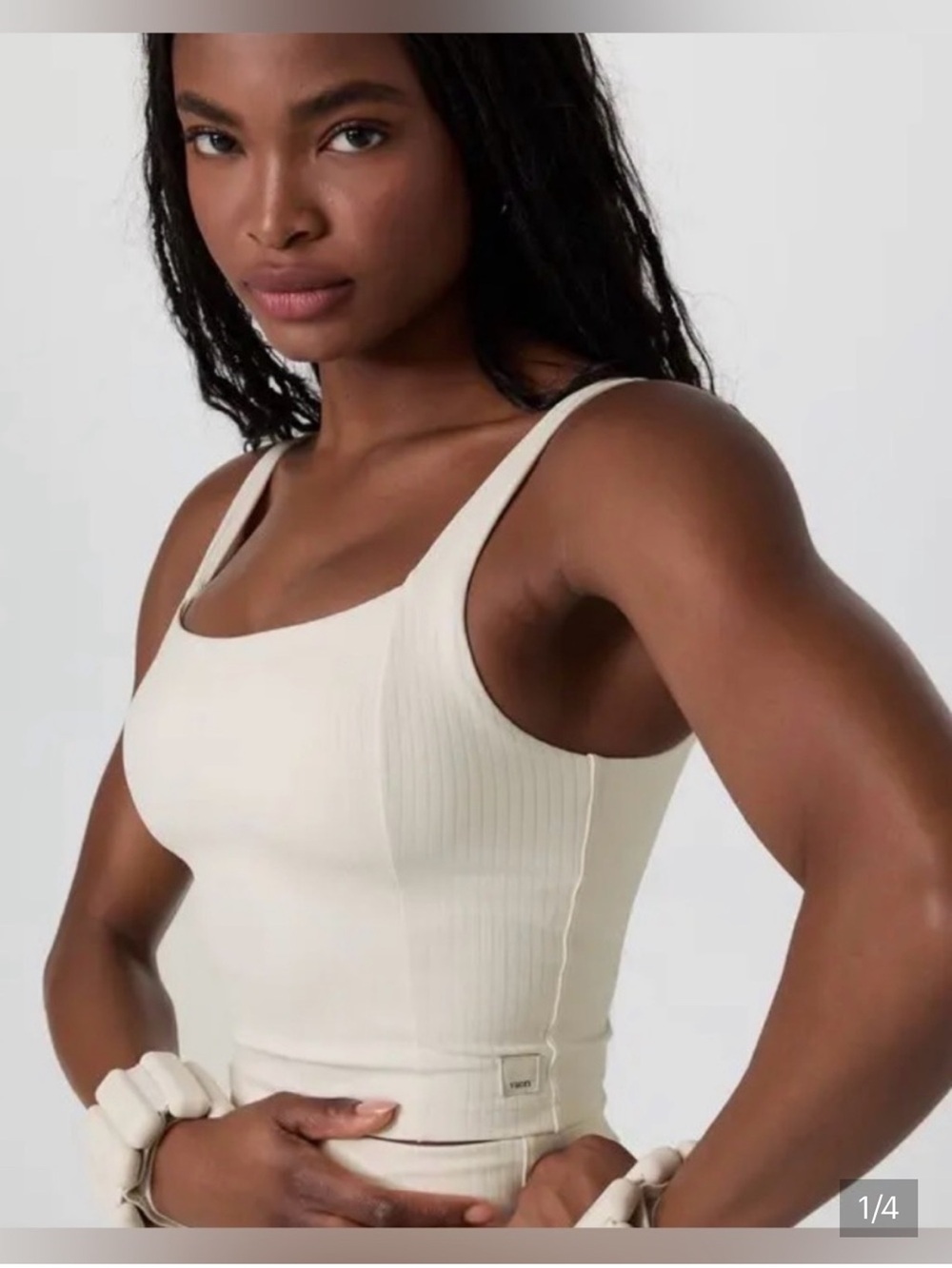 Vuori Women's Cream Ribbed Tank Top